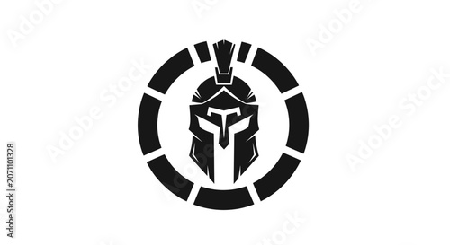 Spartan Helmet Icon in a Circular Emblem Design.