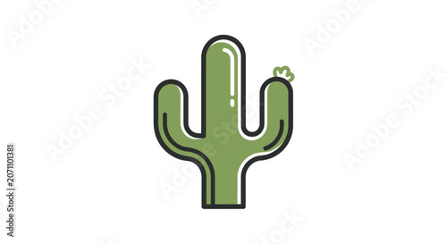 Stylized Saguaro Cactus Illustration with Flower Detail.