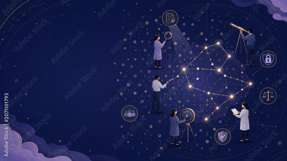 Naklejka premium Human Verified AI Knowledge Constellation Illustration