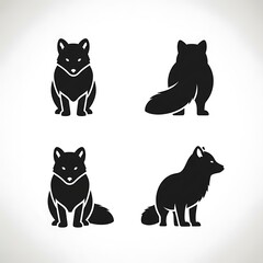 Four black and white cat silhouettes in various poses.
