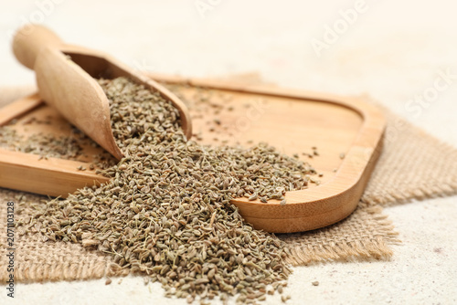 Wooden board and scoop with...