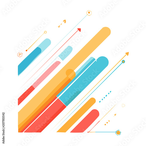 Abstract diagonal lines and arrows in bright colors