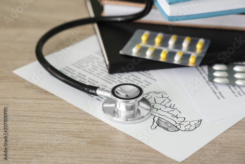 Stethoscope with pills and ...