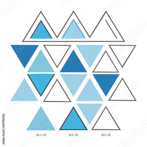Abstract geometric pattern of blue and white triangles