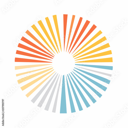 Abstract Sunburst Graphic with Warm and Cool Colors