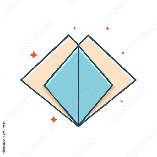 Flat design diamond shape with sparkles
