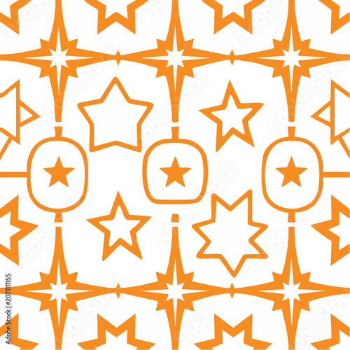 Orange Geometric Star Seamless Pattern Vector