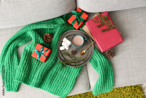 Books with cocoa, Christmas...