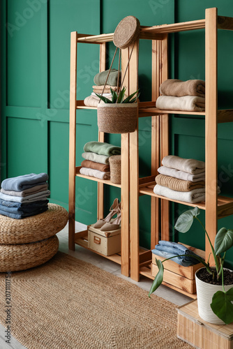 Wooden shelving unit with f...