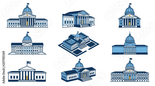 Foto Classical government and courthouse building architectural illustrations