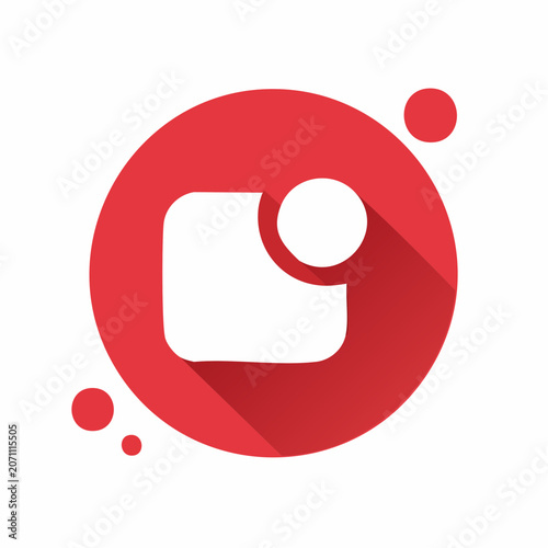 Abstract Red Circle with White Shape and Dots