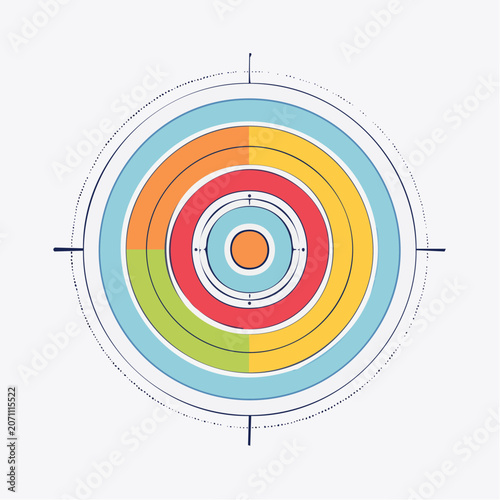 Abstract Target with Concentric Circles and Crosshairs