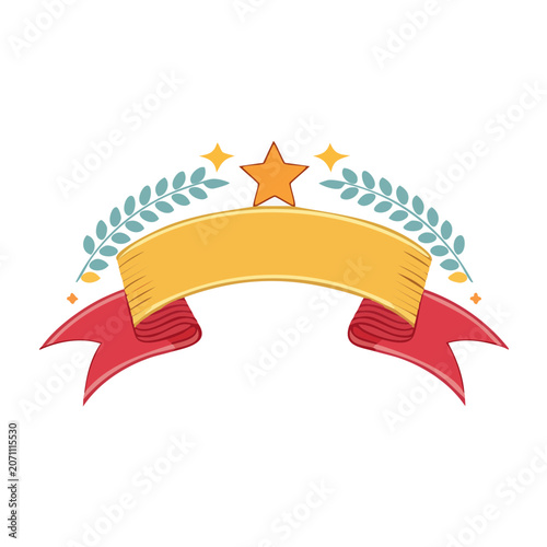 Award Ribbon Banner with Star and Laurel Wreath