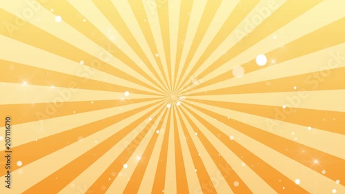 Abstract yellow background,retro comic cartoon.Sparkling particles of light.sunburst,starburst.Animation video. 集中線　放射線　CG 動画　サンバースト　ポップ　おしゃれ　キラキラ　爽やか　パーティクル　キャンペーン