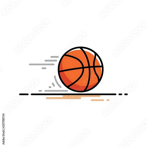Basketball rolling on the ground with motion lines illustration basketball movement exercise athletic competition professional velocity illustration isolated background