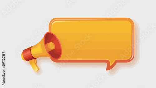 Yellow megaphone and speech bubble for announcements and messages loudspeaker