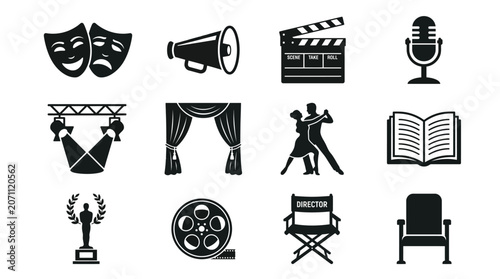 Performing Arts and Entertainment Icon Set Vector Collection
