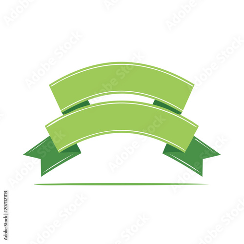 Green Curved Ribbon Banner Vector