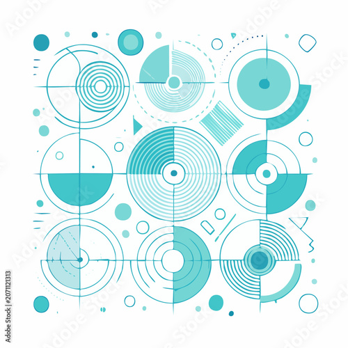 Abstract Geometric Pattern with Circles and Lines