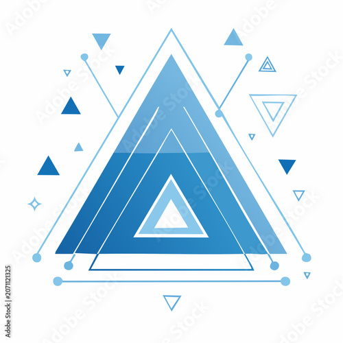 Abstract geometric triangle with blue gradient and lines