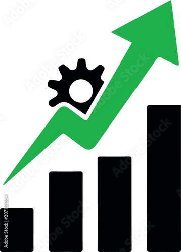 Foto Gear Icon Boosting Bar Chart Performance Upward