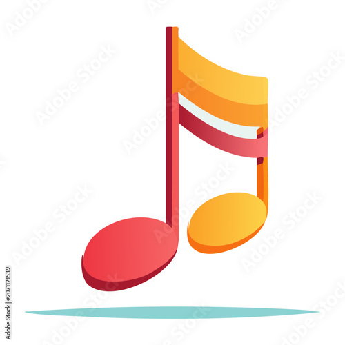 3D musical note icon with red and orange colors