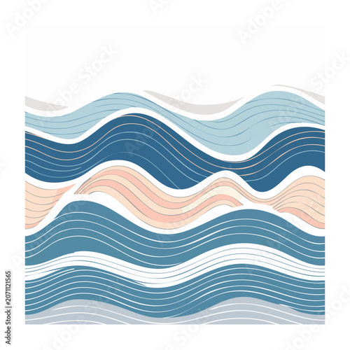 Abstract wavy lines in blue and pink