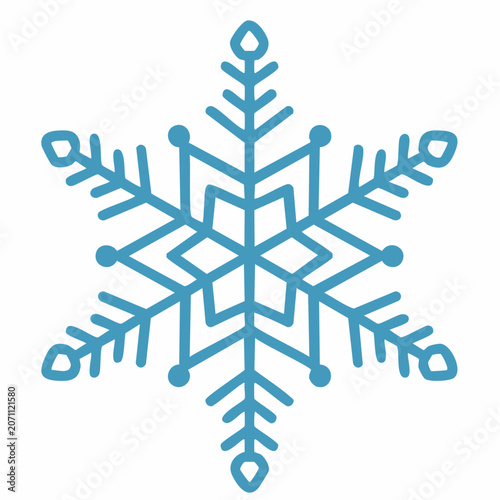 Blue snowflake icon on white background