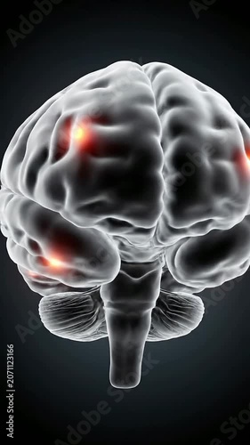 Realistic 3D Visualization Of Human Brain Highlighting Neural Activity Related To Encephalitis In Medical Science Background