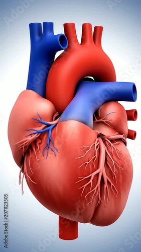 Realistic Anatomy of the Human Heart Focusing on Ventricular Structure and Vascular Components for Educational Medical Visuals