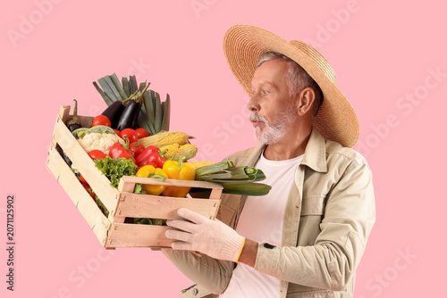 Shocked mature male farmer ...