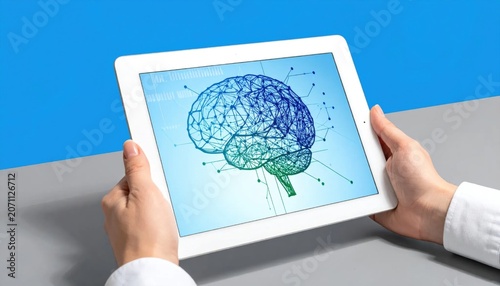 Digital Brain Scan on Tablet Screen.