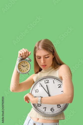 Stressed young woman with c...