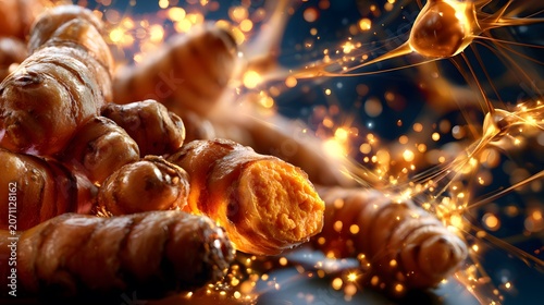 Fresh Turmeric Roots with Golden Curcumin Essence for Natural Skincare and Beauty Products