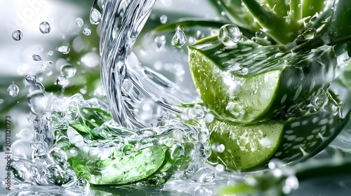 Fresh Aloe Vera Gel Splash for Natural Skincare and Hydration