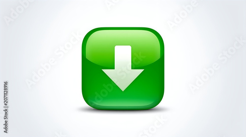 Green download button icon on white background