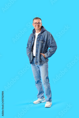 Mature man in eyeglasses on...