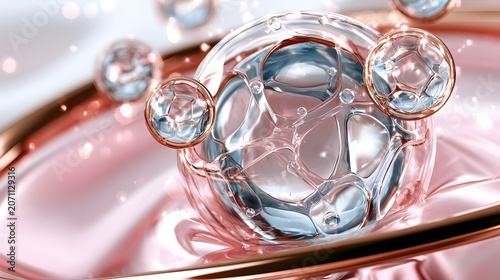 Luxury Molecular Skincare Serum with Hyaluronic Acid and Advanced Cosmetic Science Concept