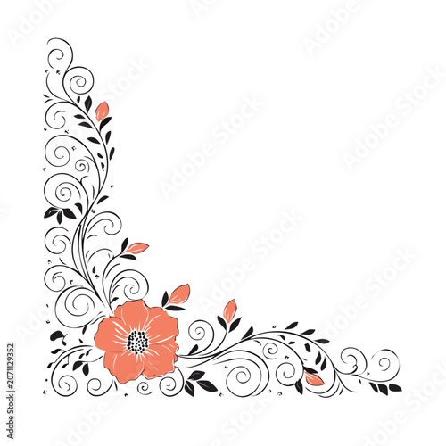 Mandala with lotus and floral pattern line art