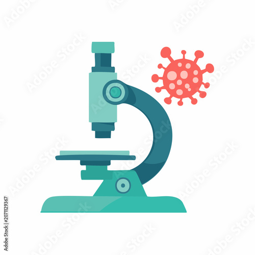 Microscope and virus illustration