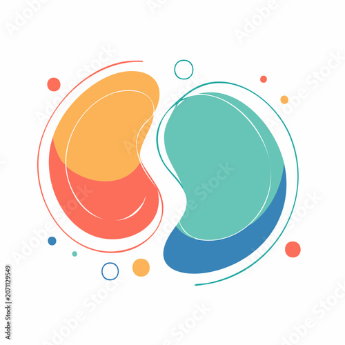 Abstract organic shapes with fluid lines and dots