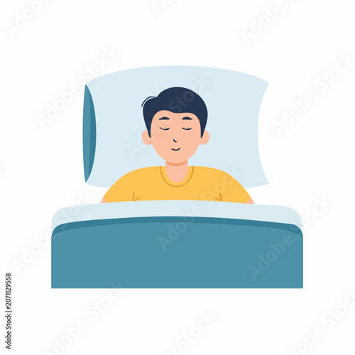 Boy sleeping peacefully in bed