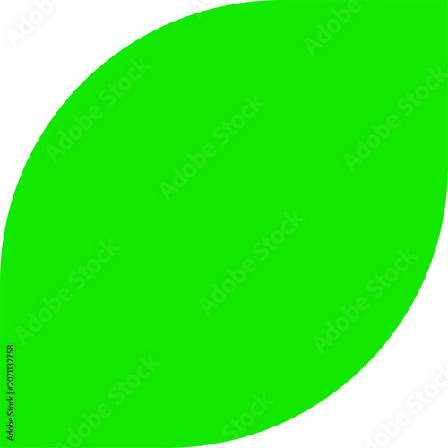 Bright green leaf shape icon isolated on transparent background