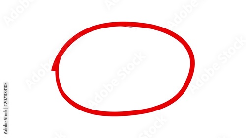 Brush stock red circle marker with drawing on white background. Highlighter marker pen style animation. Circle brush stroke highlight marker for presentation, Hand drawn oval highlight 4k video.