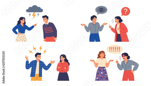 Vászonkép People arguing vector set