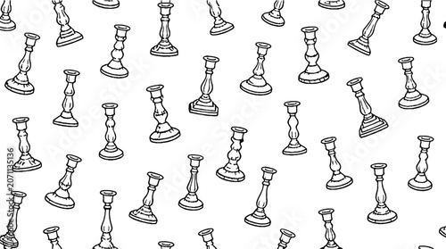 Repeating pattern of black and white chess rooks.