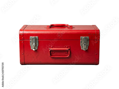 Vintage red metal toolbox