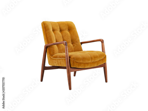 Mustard velvet button chair