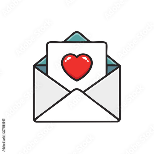 Open envelope with red heart icon