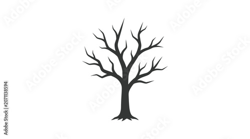 Canvastavla Bare tree silhouette with branches.